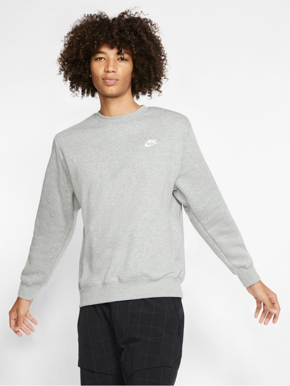 Nike Sportswear Club Fleece Crewneck Sweatshirt Mens Medium Gray